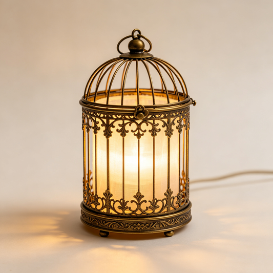 Antique Birdcage Table Lamp