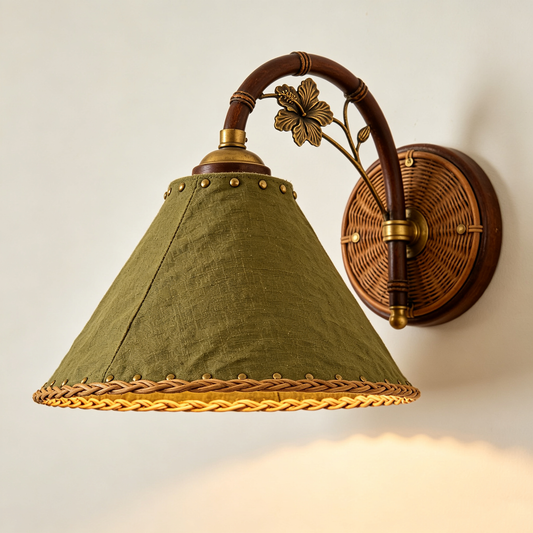 Rattan Linen Vintage Wall Sconce