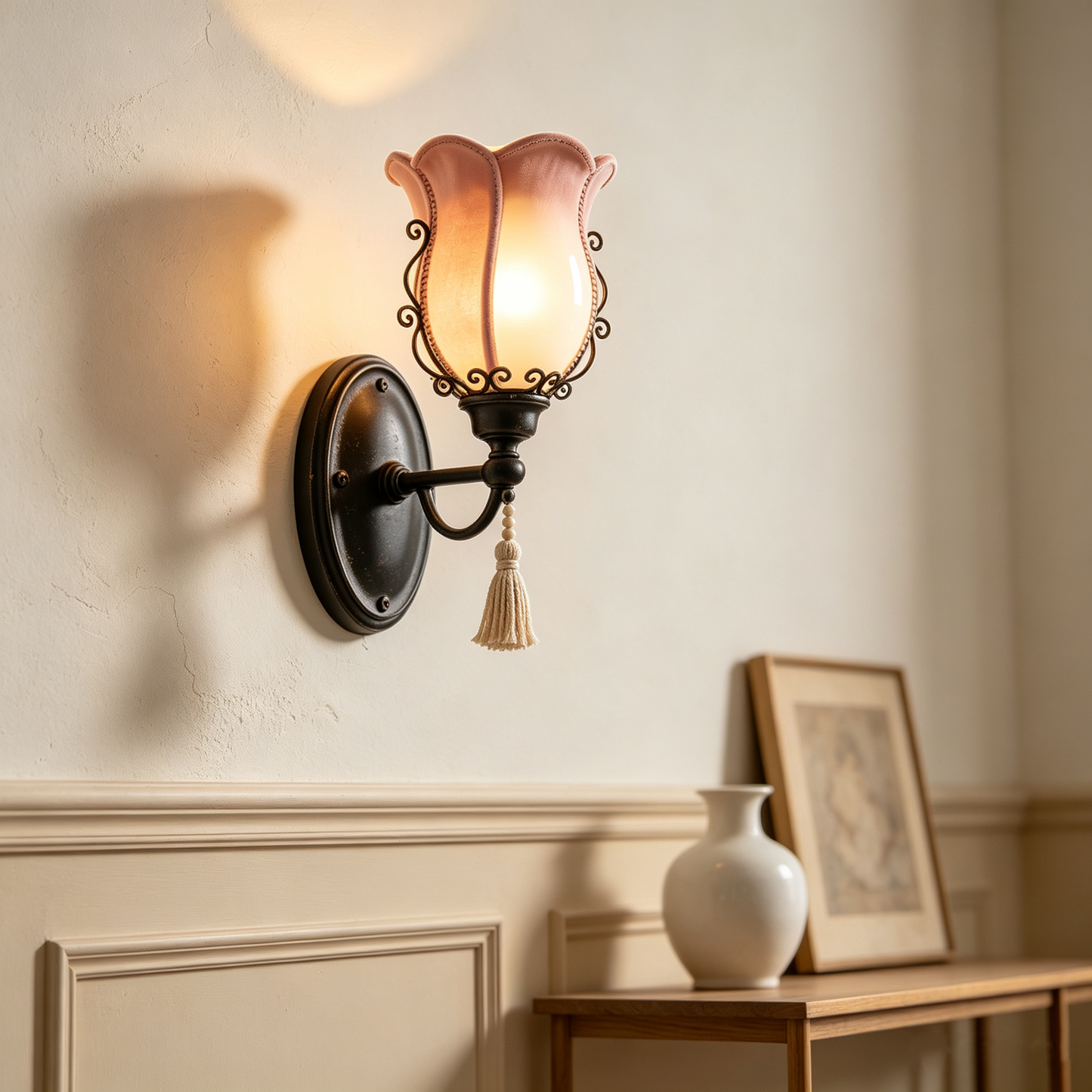 Tulip Velvet Tassel Wall Sconce