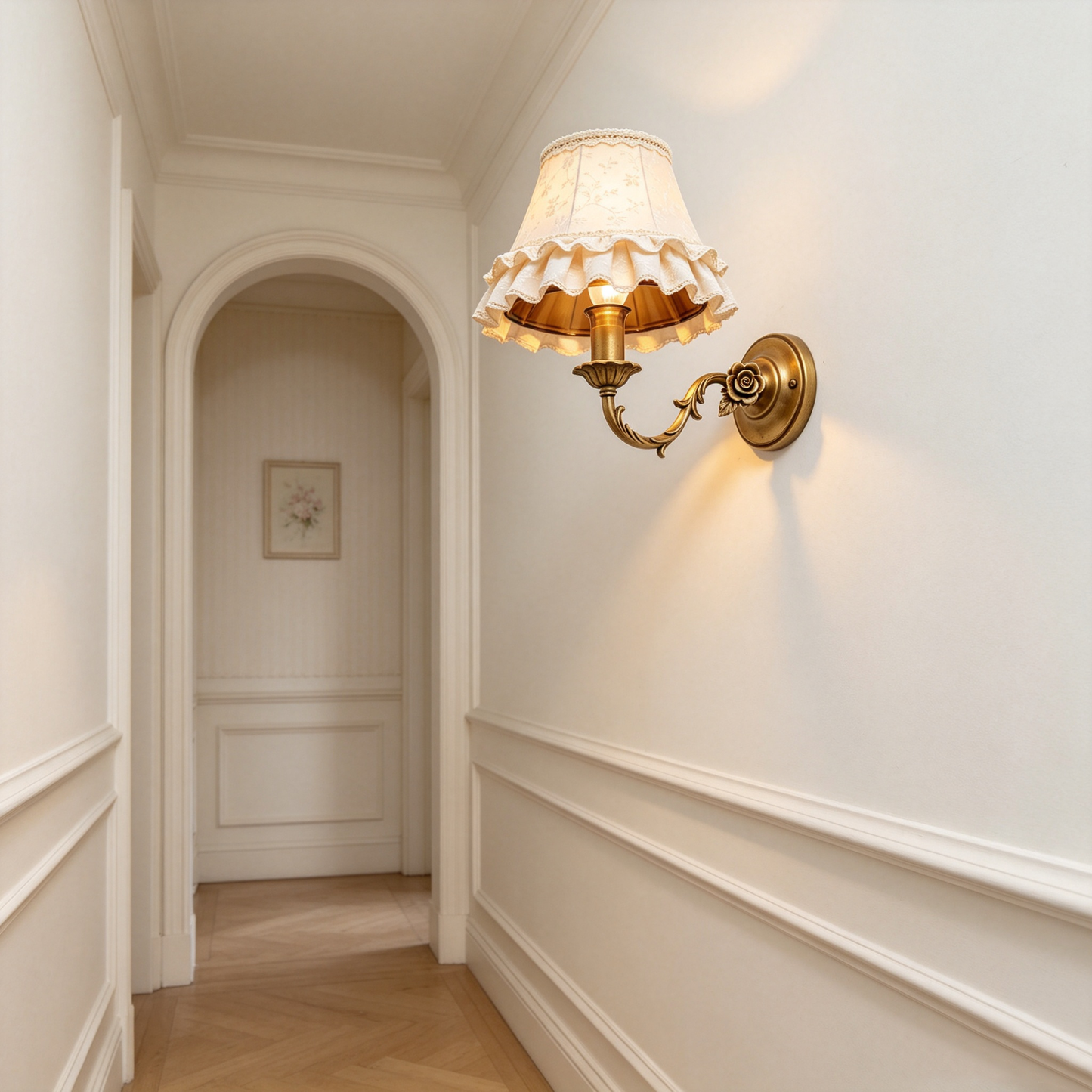 French Rose Lace Trim Wall Sconce