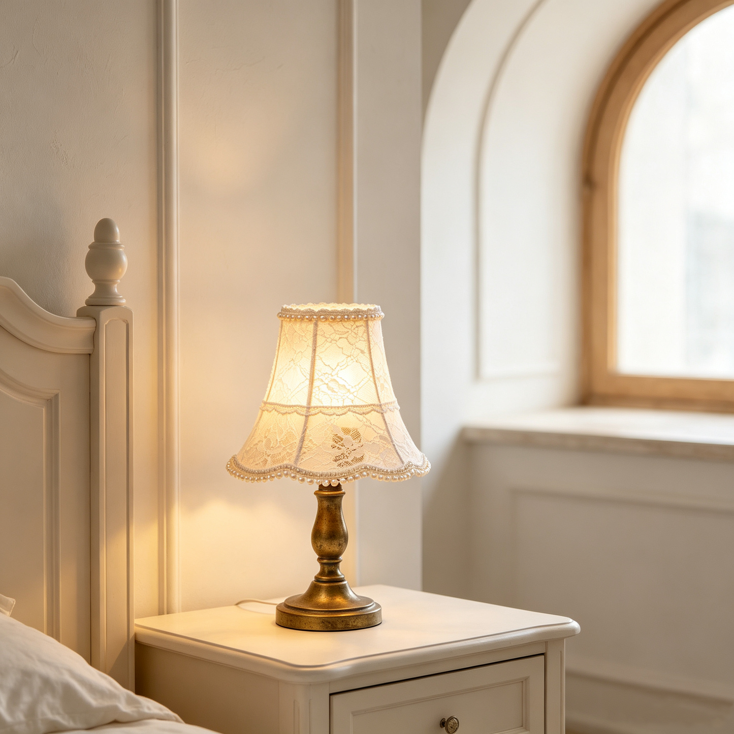 Vintage Pearl Lace Table Lamp