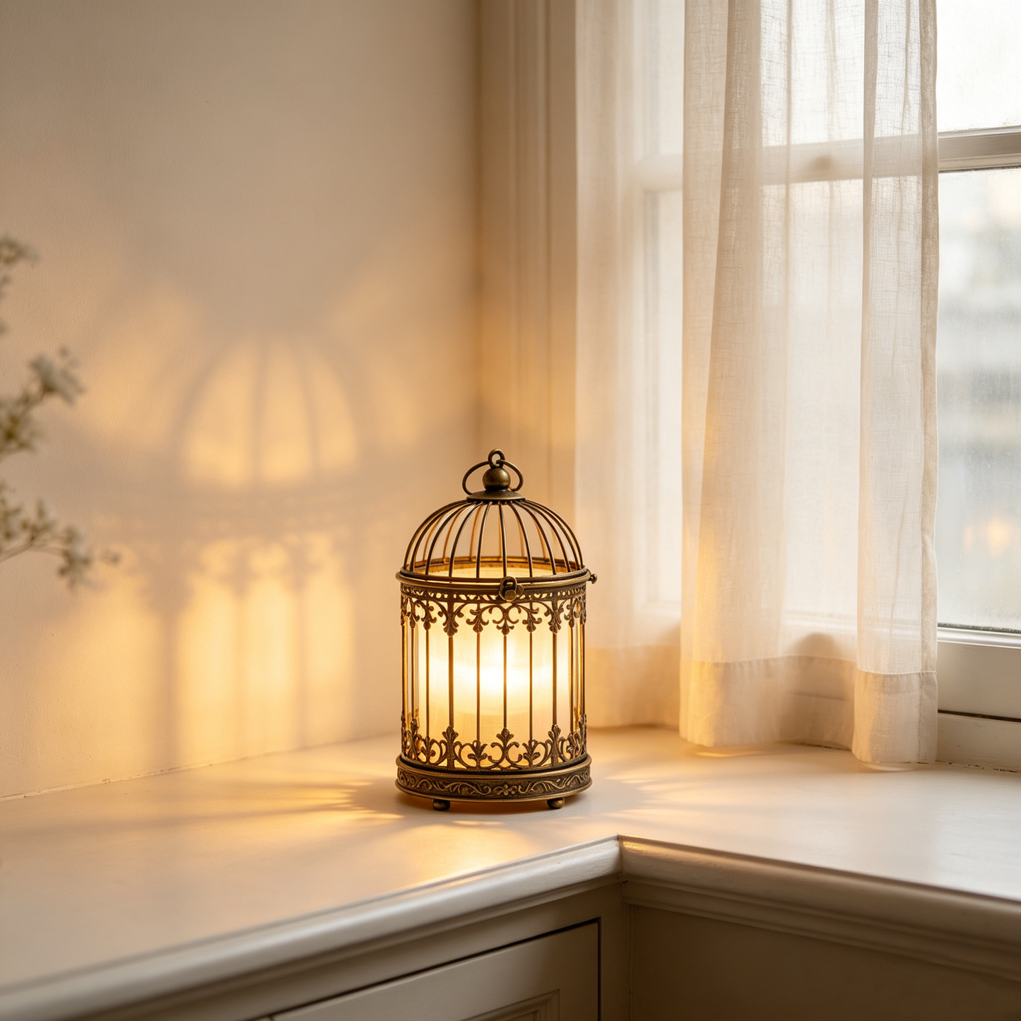 Antique Birdcage Table Lamp
