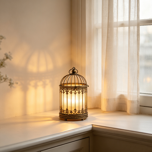 Antique Birdcage Table Lamp