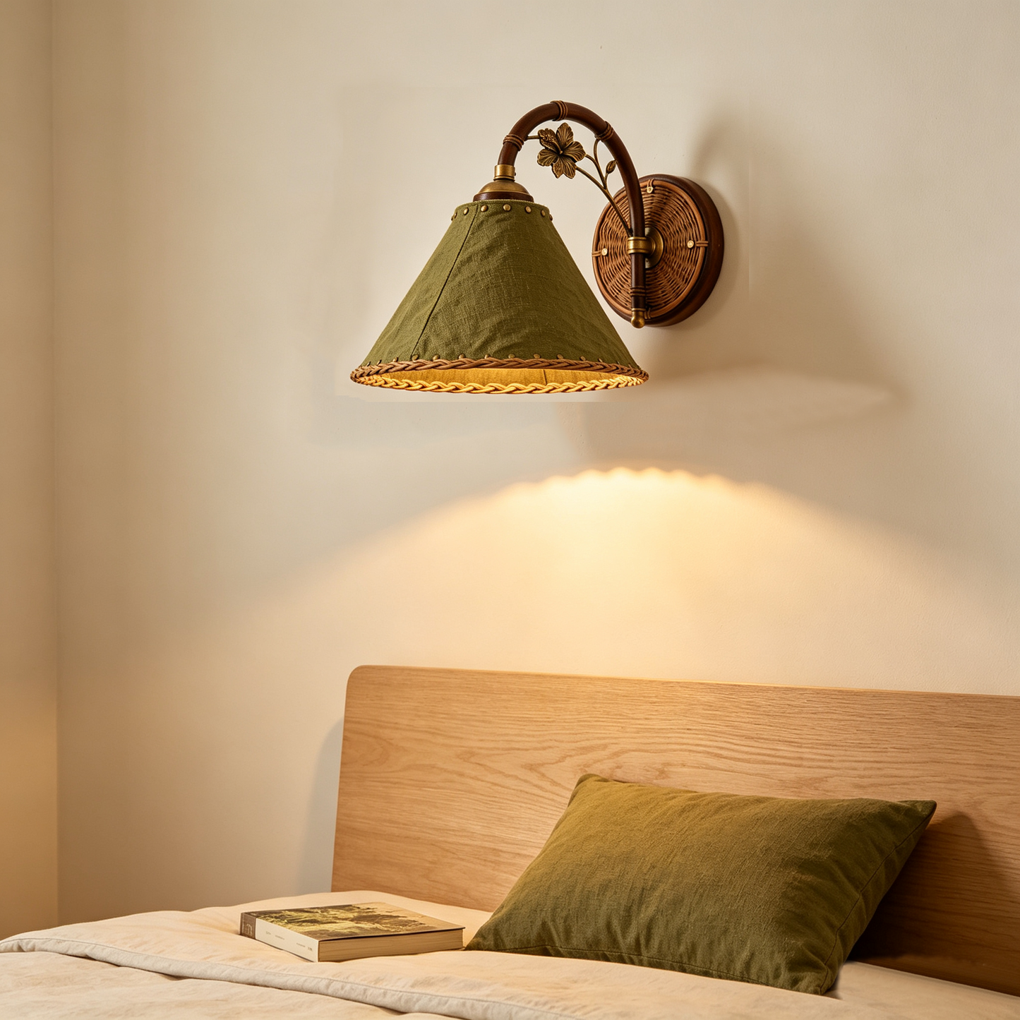 Rattan Linen Vintage Wall Sconce