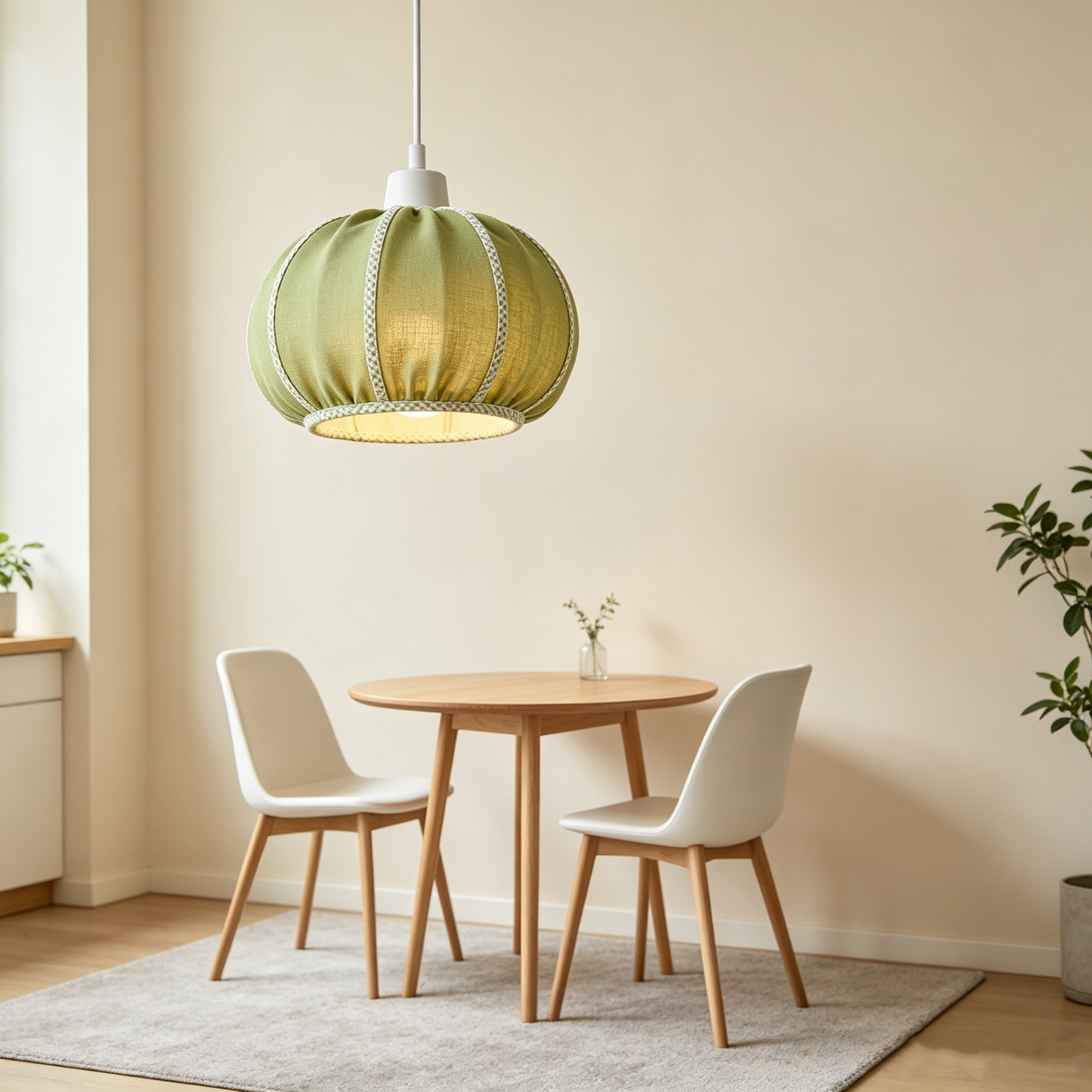 Green Pumpkin Linen Pendant Light