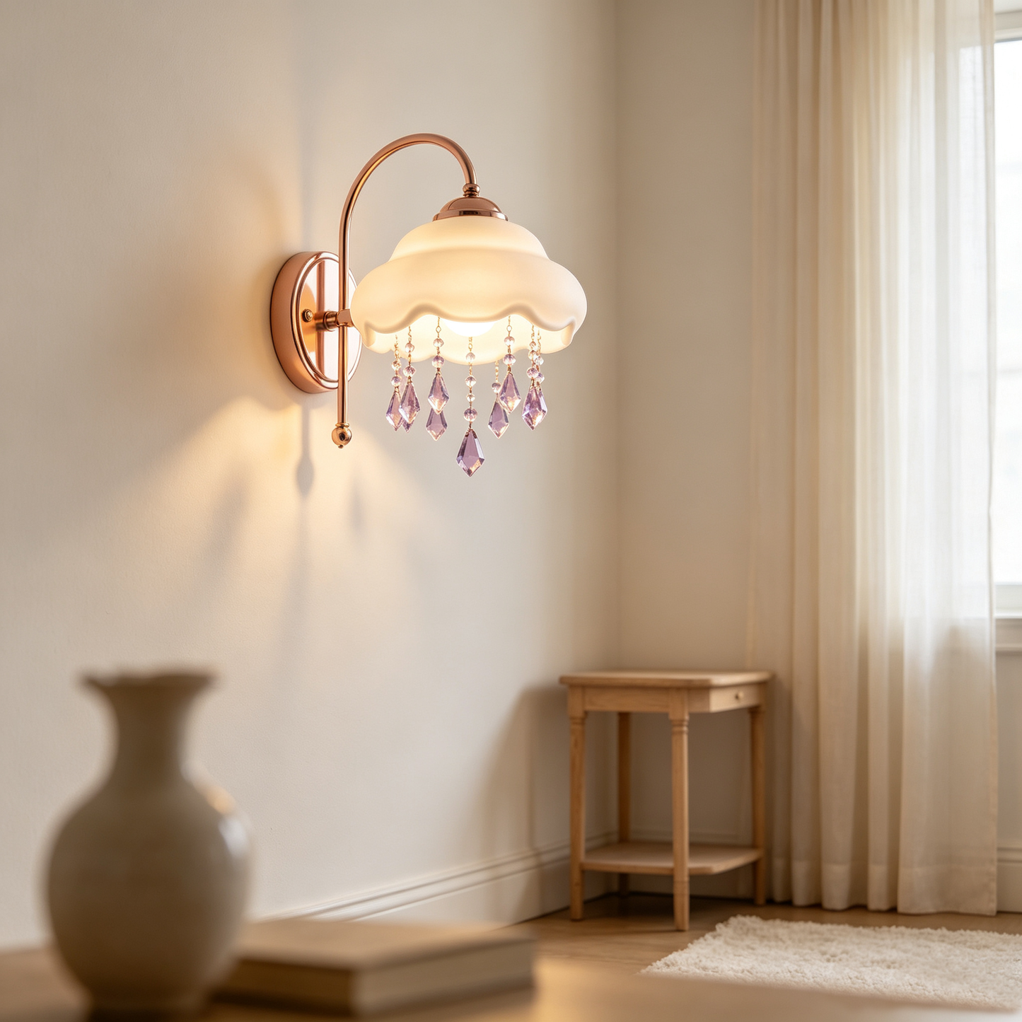 Pink Cloud Crystal Wall Lamp