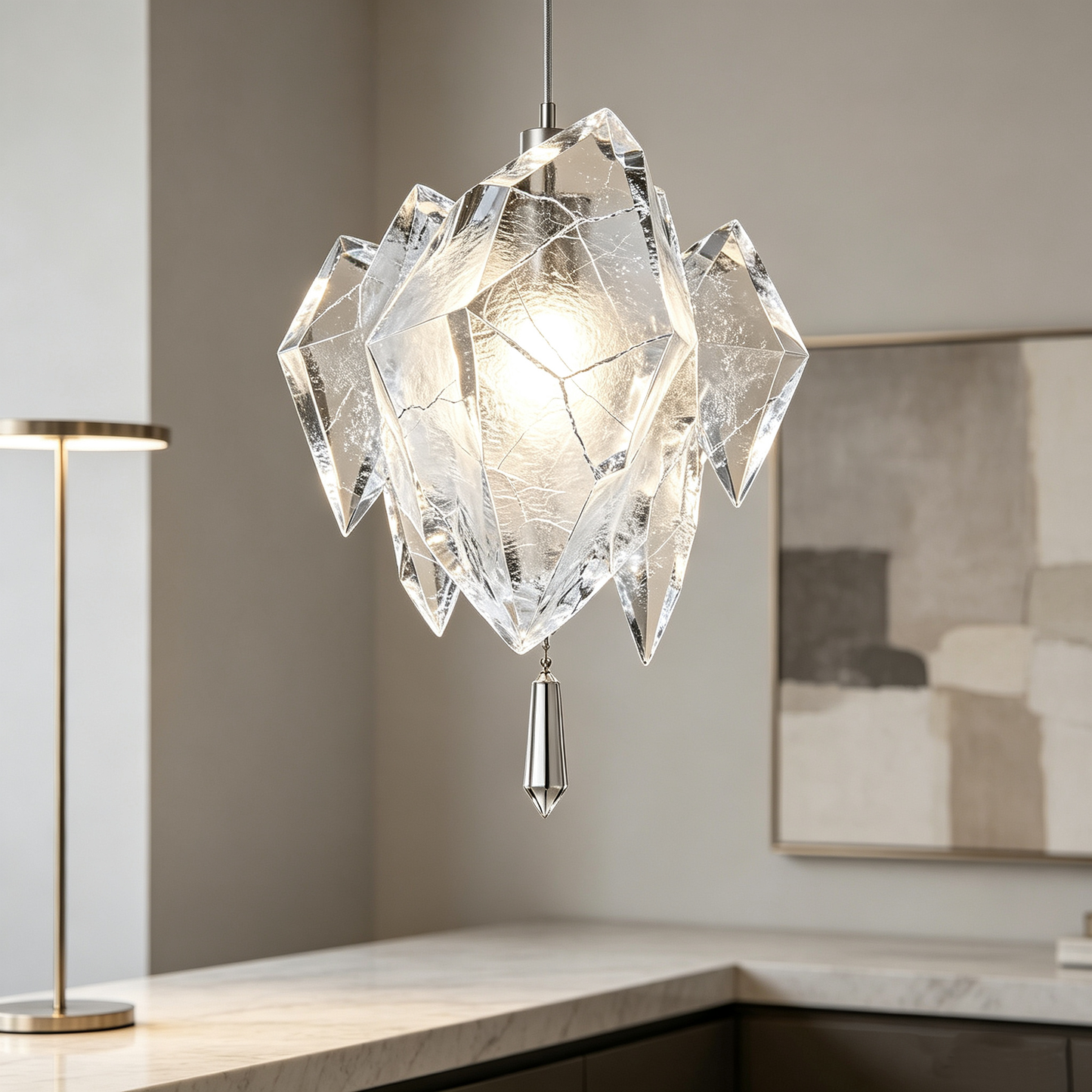 Ice Crystal Stone Pendant Light