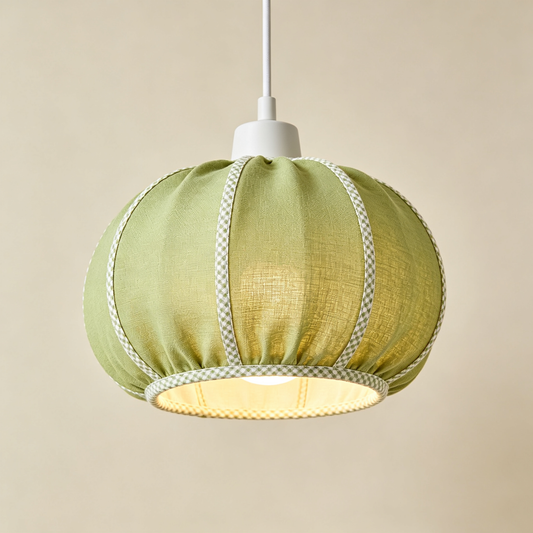 Green Pumpkin Linen Pendant Light